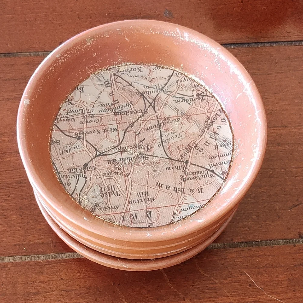 Set of Four Terracotta Map Coasters - Picture 2 of 6